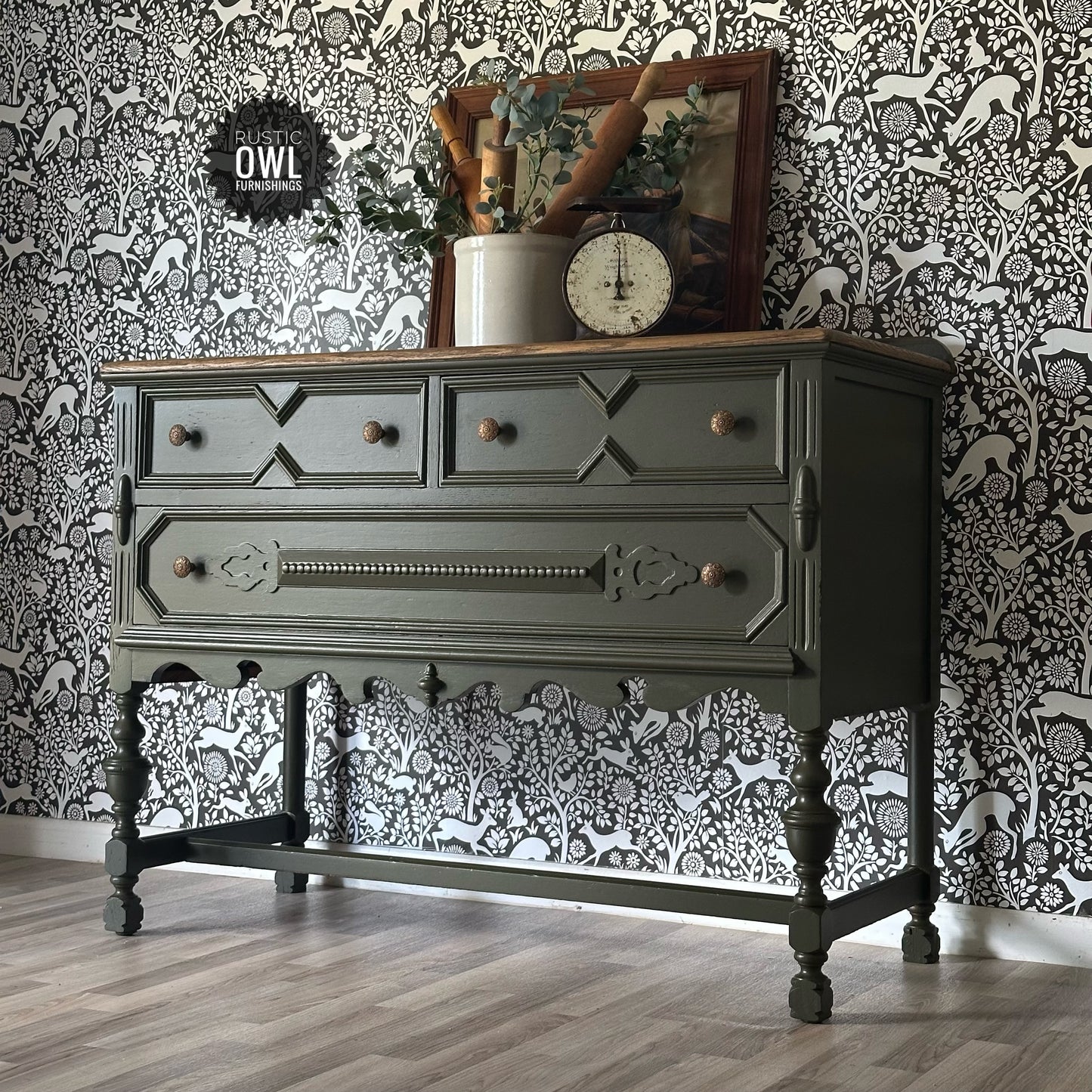 Olive Green Oak Buffet