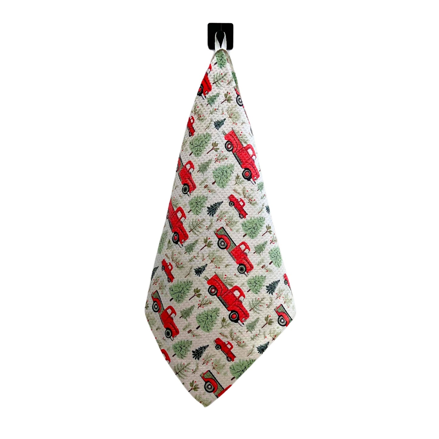 Red Christmas Truck With Tree Waffle Kitchen Tea Towels