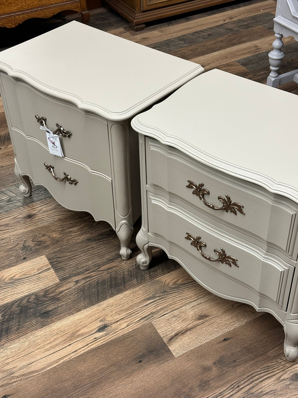 Taupe French Provincial Nightstands