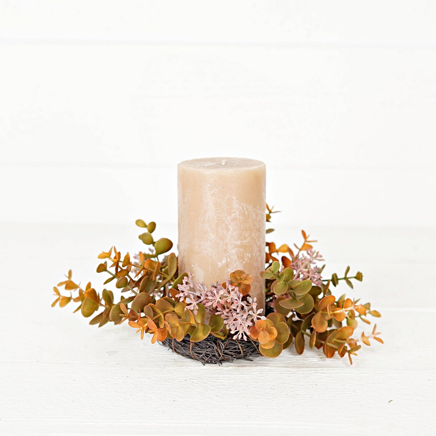 10in(3)Twig Wreath-Fall Mix Seeded Eucalyptus