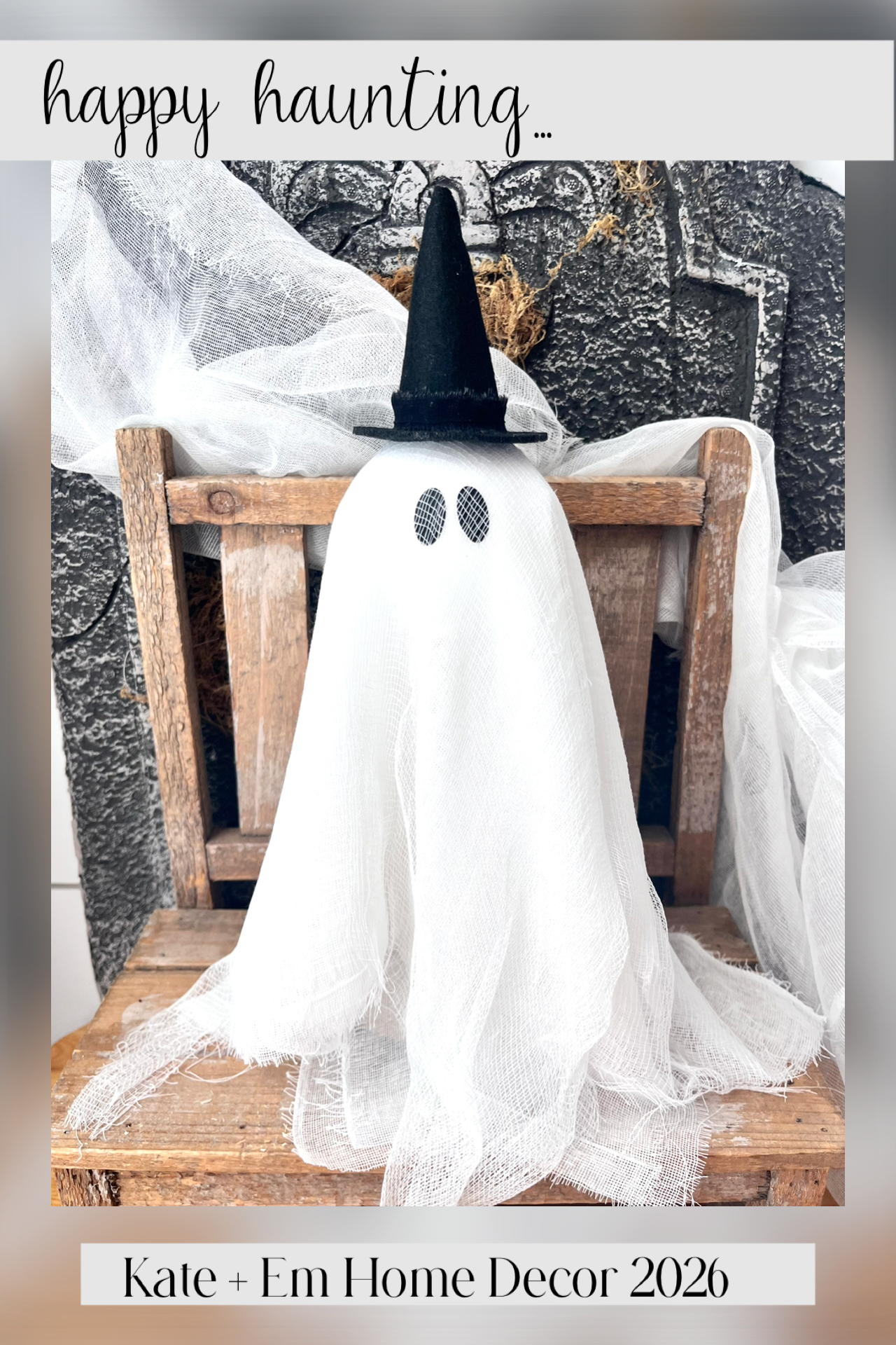 Primitive 13" Ghost w/ Witch Hat