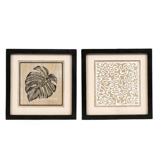 15833 - 12x12 wood frame sign (MONSTERA) modern decor