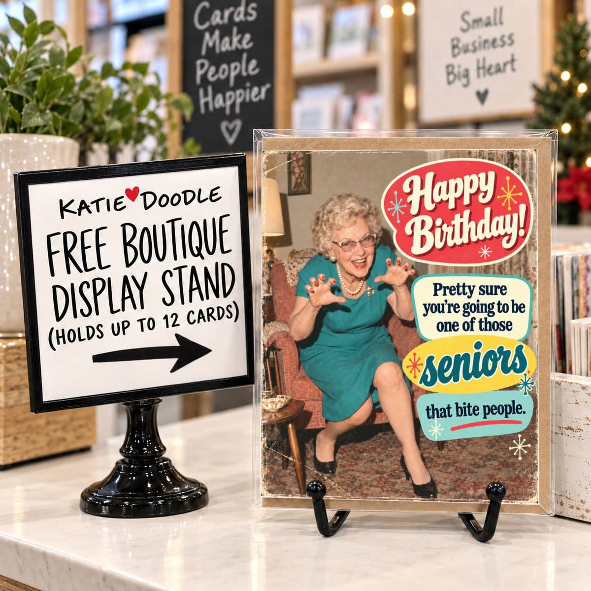 Biting Seniors Greeting Card
