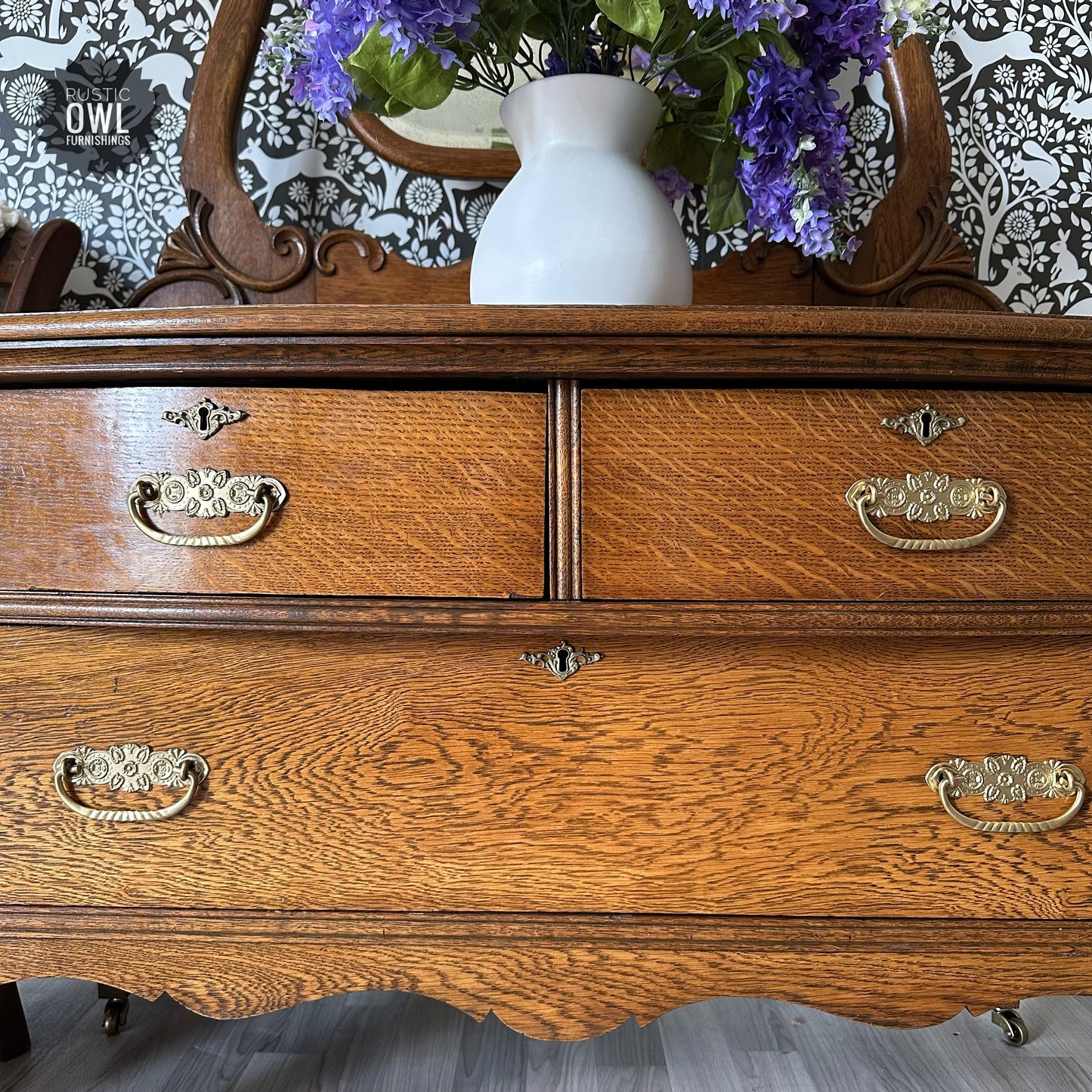 Oak Serpentine Dressing Table