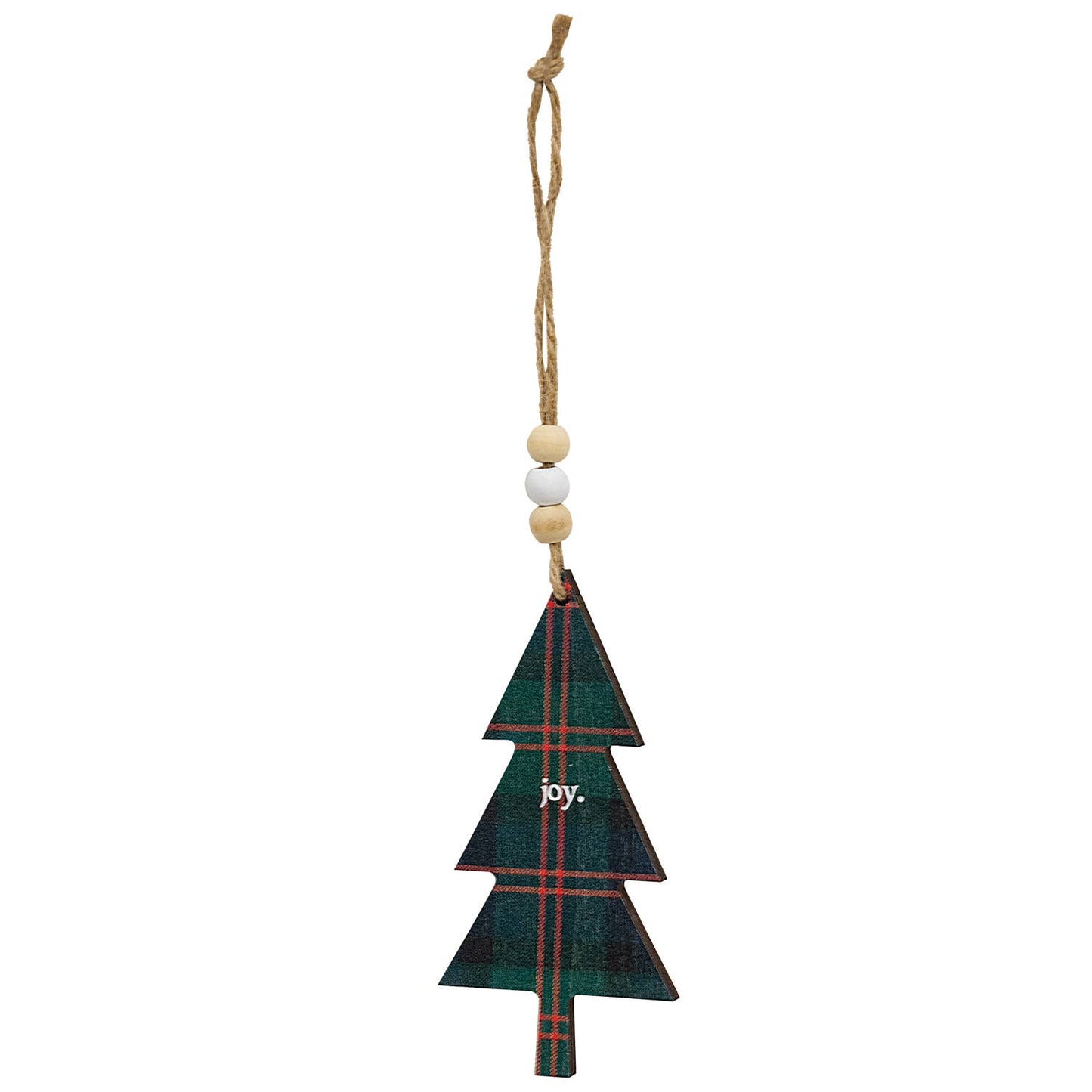 Hope, Love, Joy Plaid Christmas Tree Ornament - 3 Asstd.