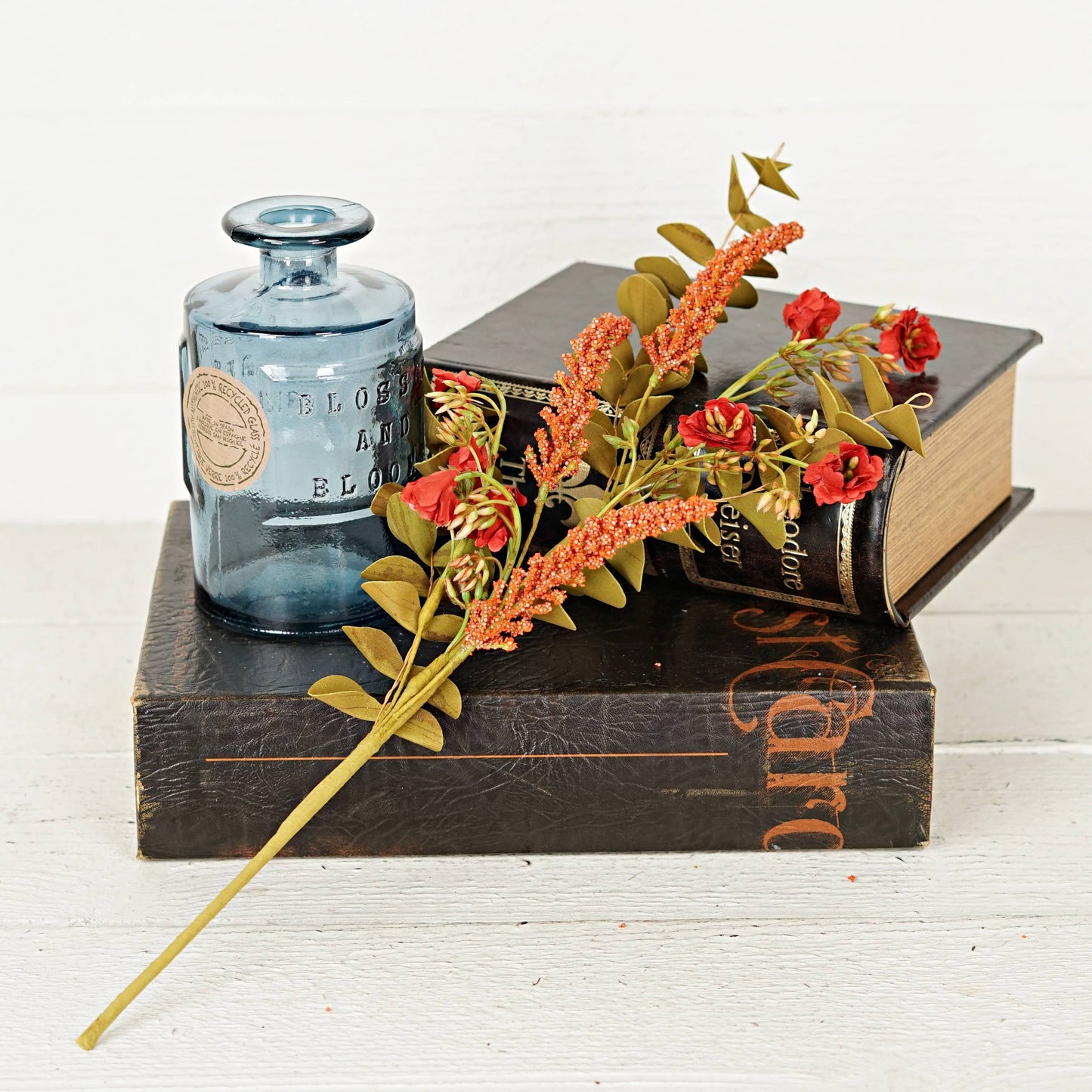 18in Spray-Orange Red Country Heather and Eucalyptus