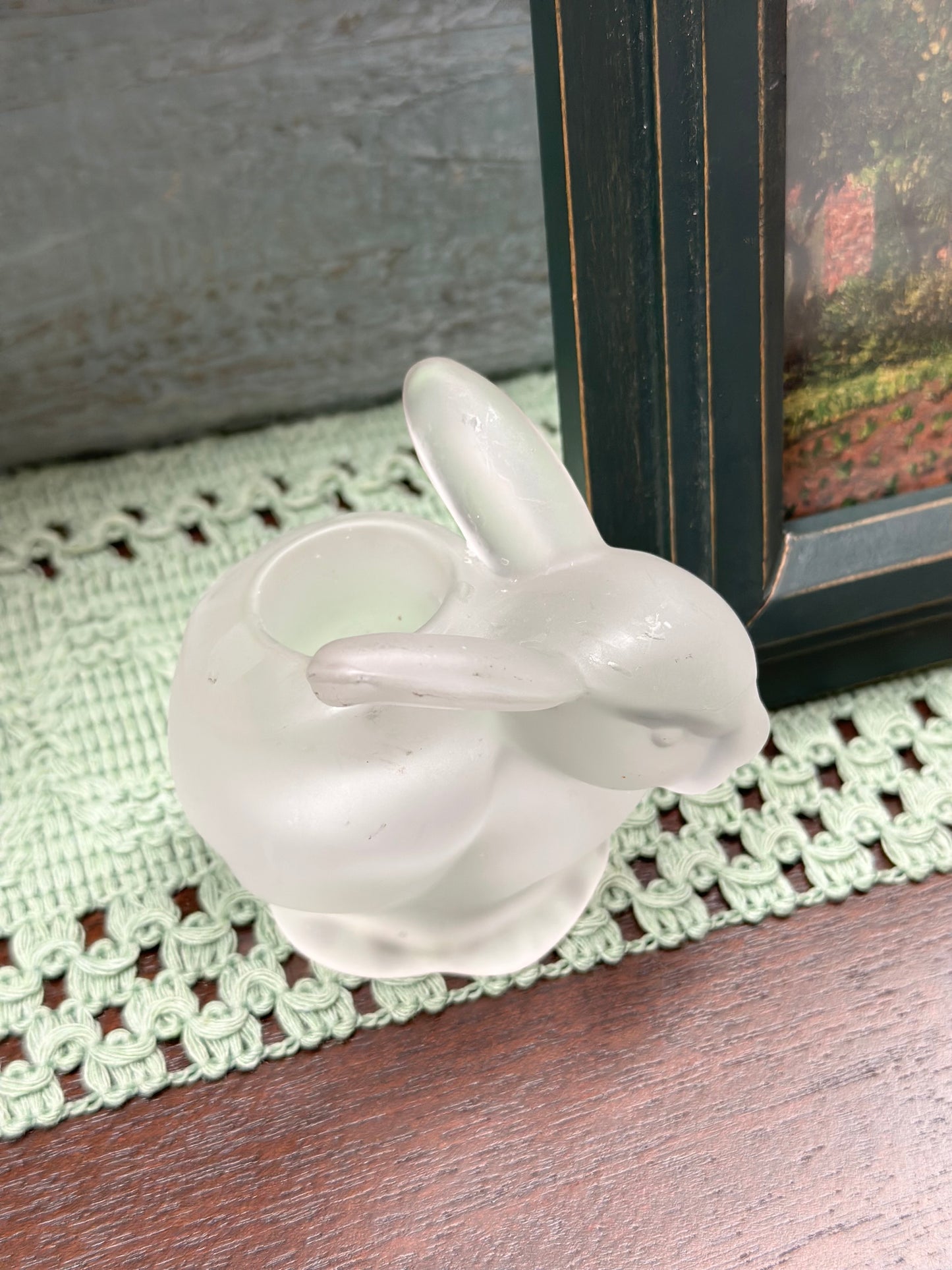 Frosted Glass Bunny Taper Holder