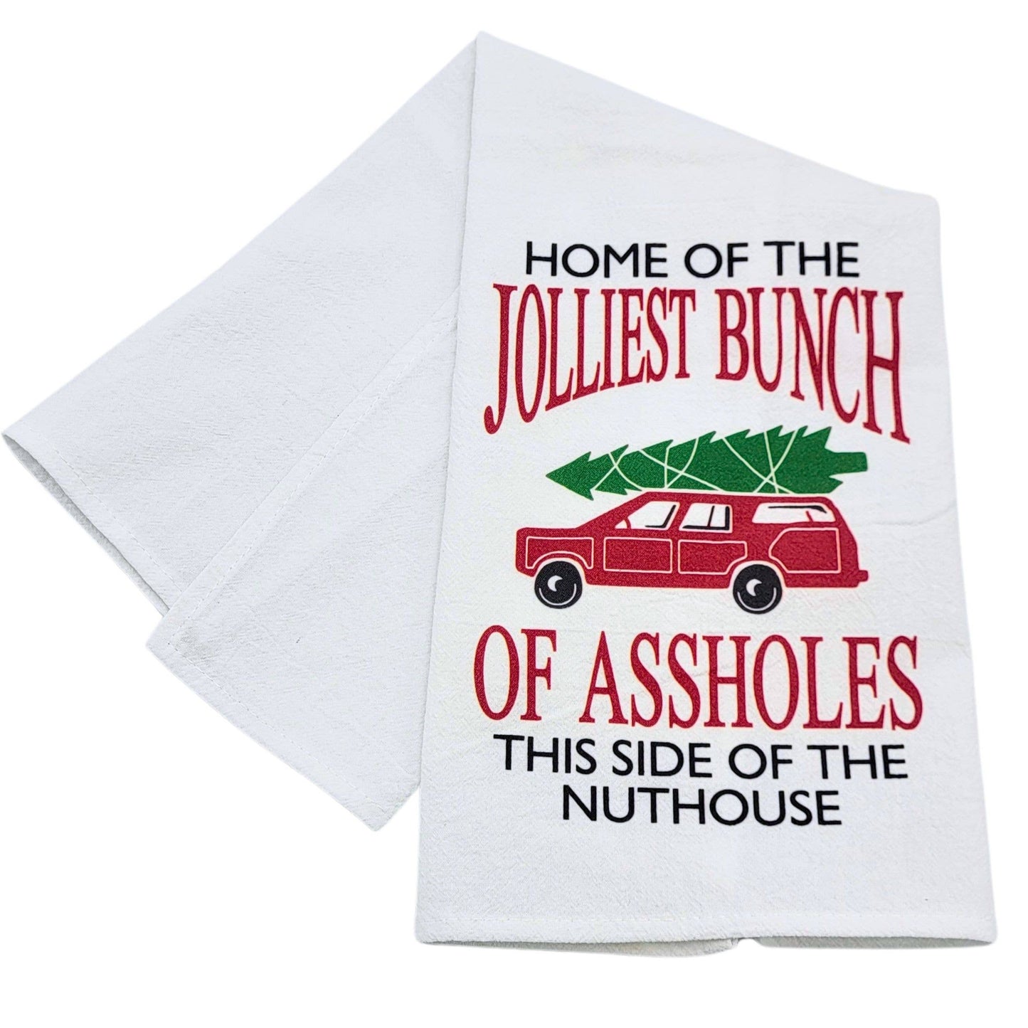 Home Of The Jolliest Bunch Funny Christmas Tea Towels