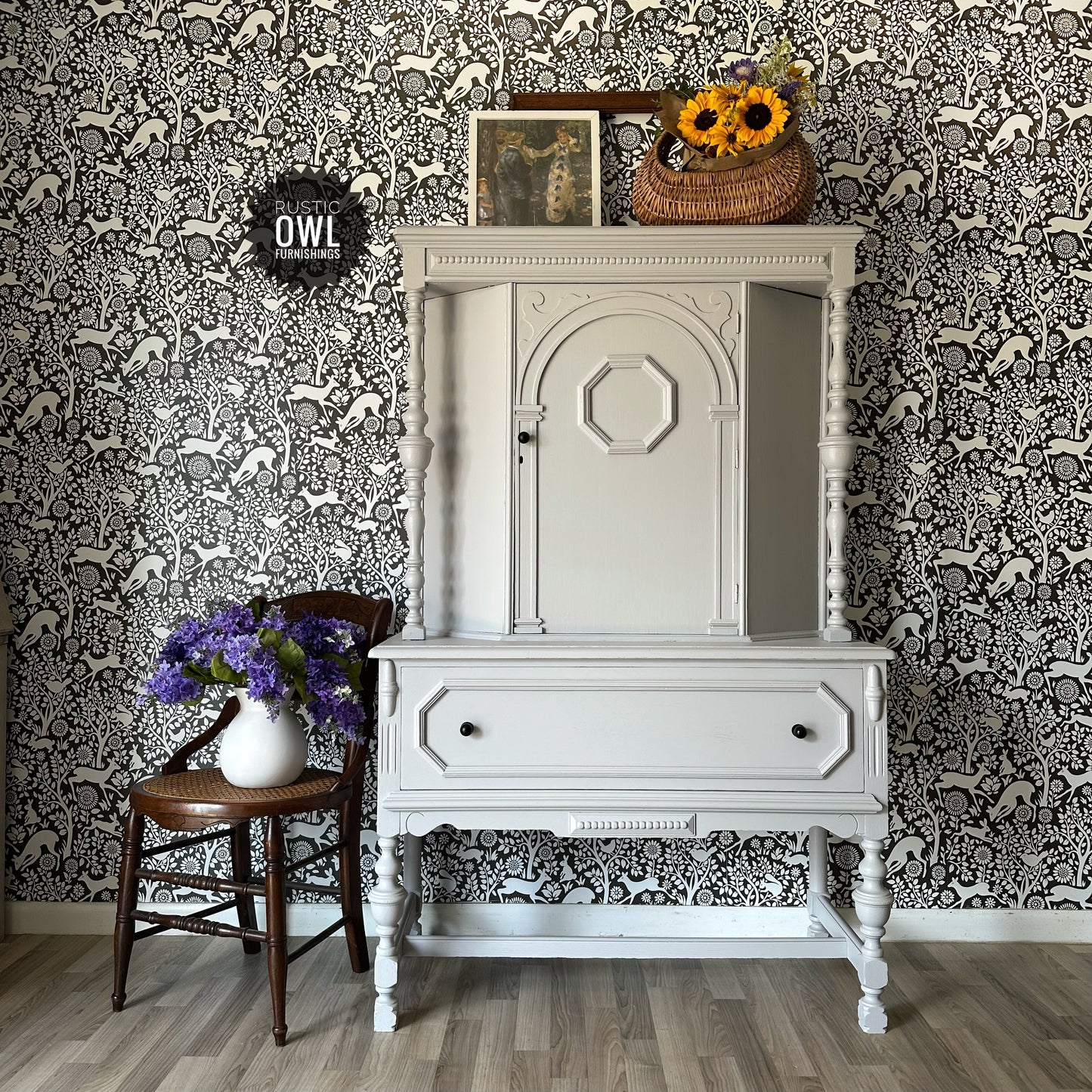 Jacobean-Style Hutch Cabinet