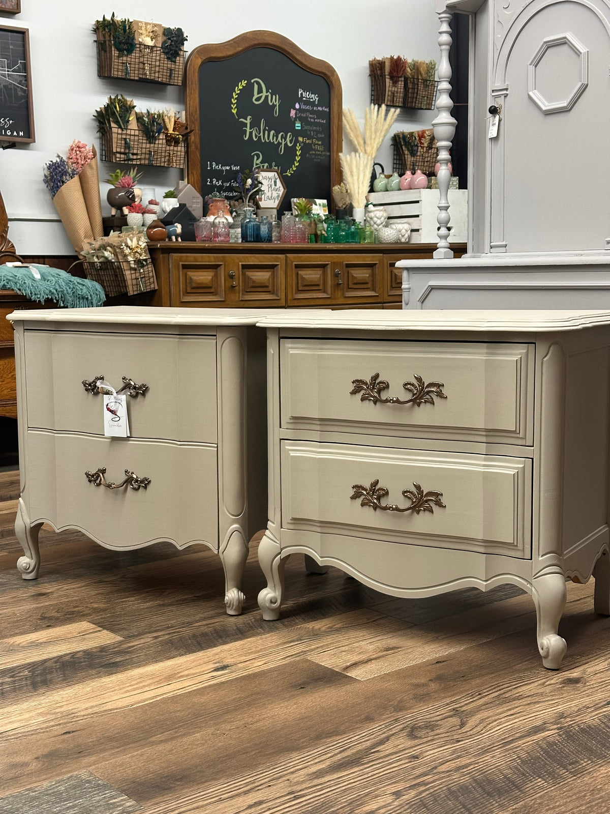 Taupe French Provincial Nightstands