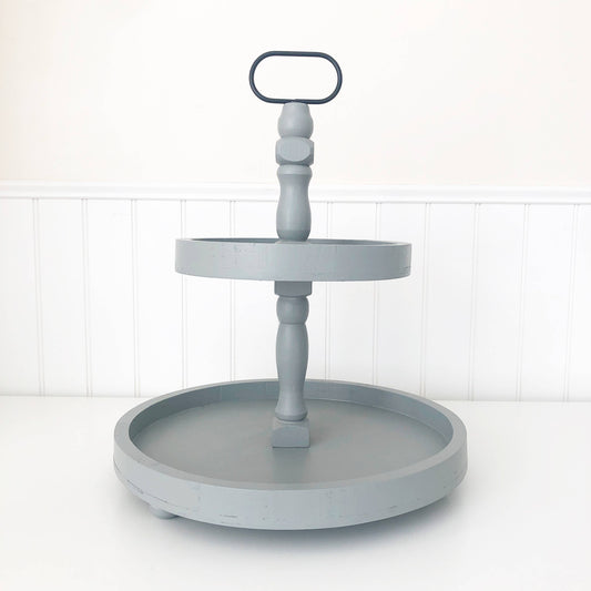 Tiered Tray - Farmhouse Gray Round 15"