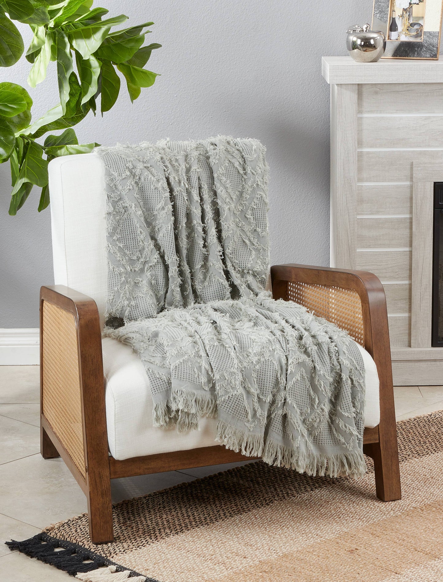 Fringe Waffle Weave Throw