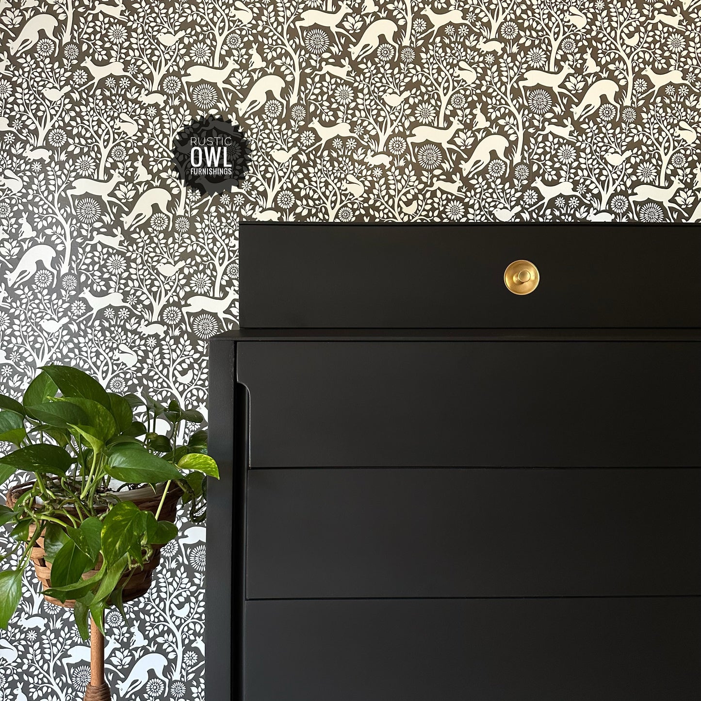 MCM Black Highboy Dresser