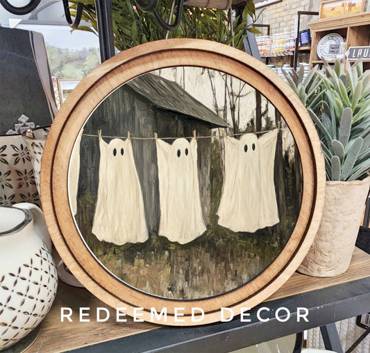 8" Round Ghost Laundry Art