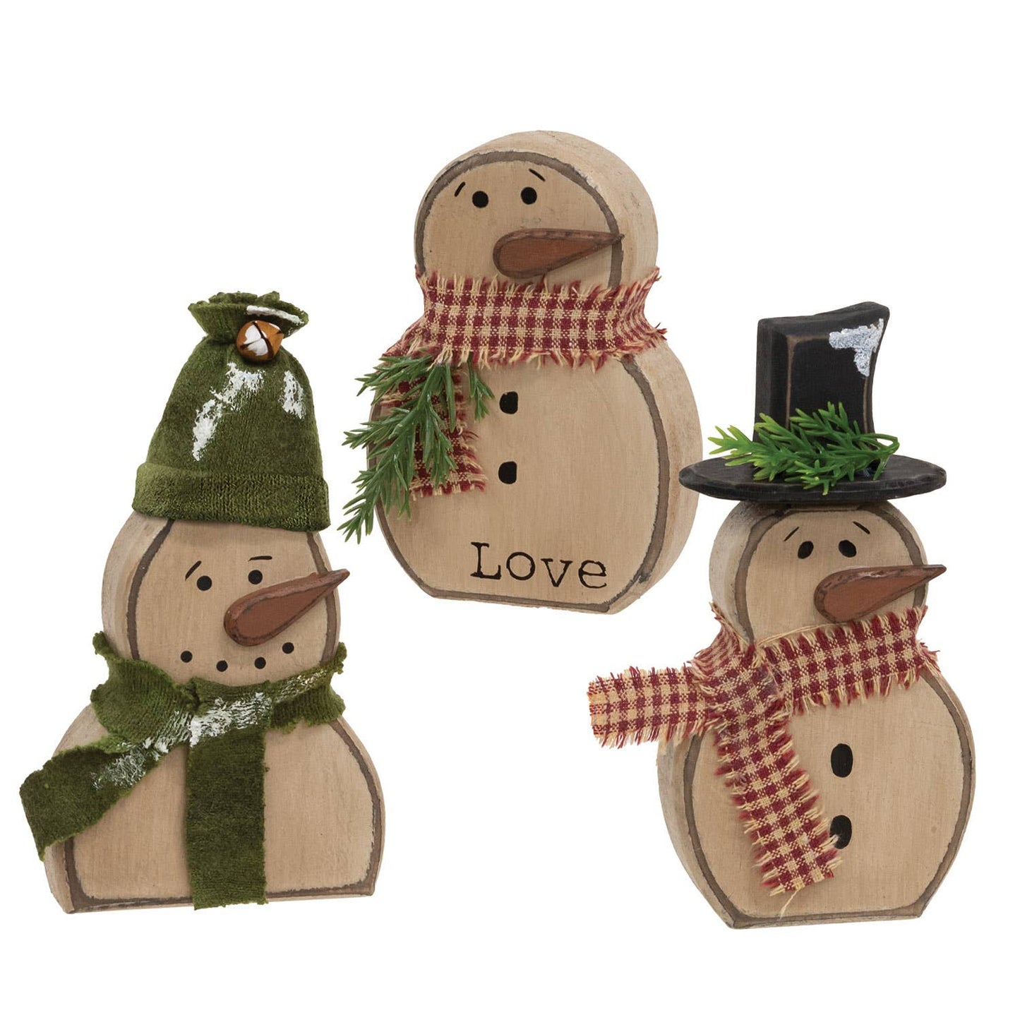 Chunky Wooden Snowman Sitter, 3 Assorted
