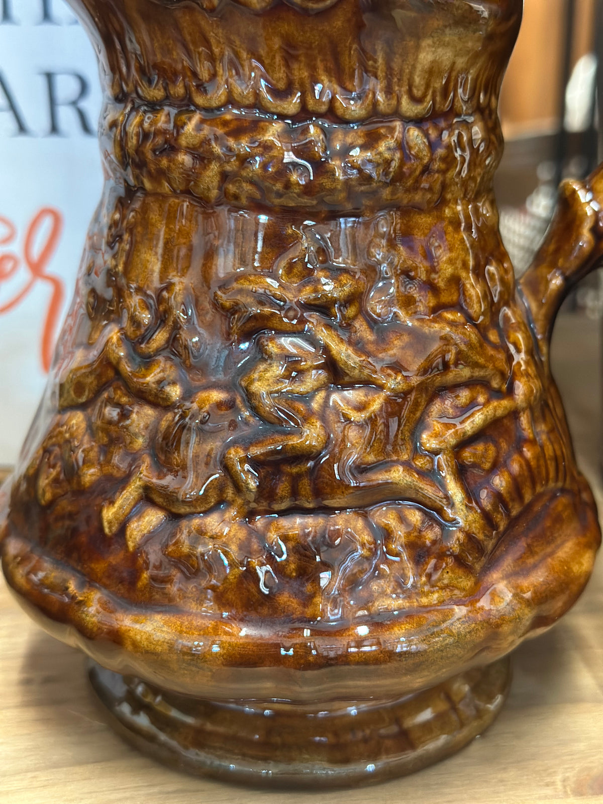 Rockingham-glazed ceramic Pitcher