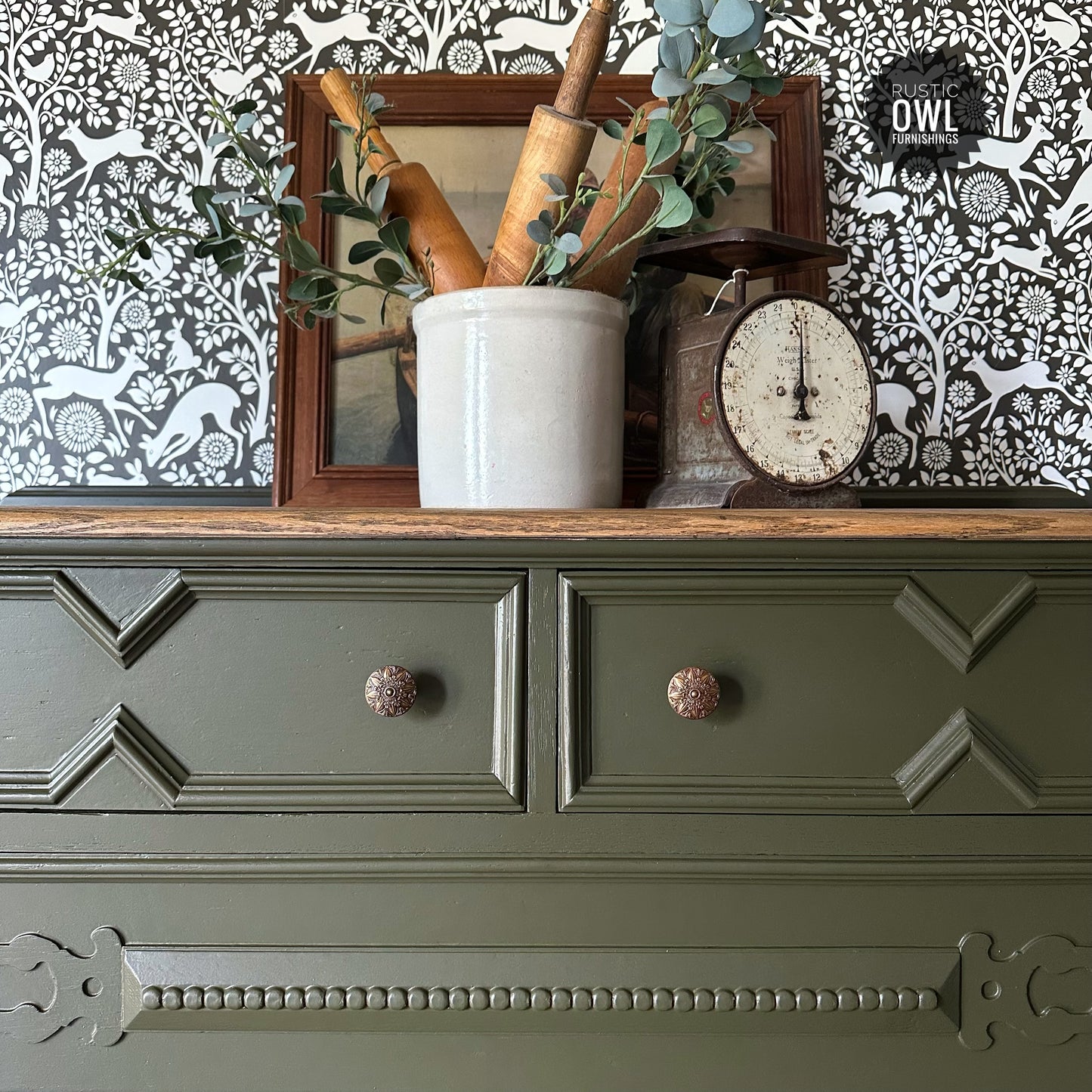 Olive Green Oak Buffet