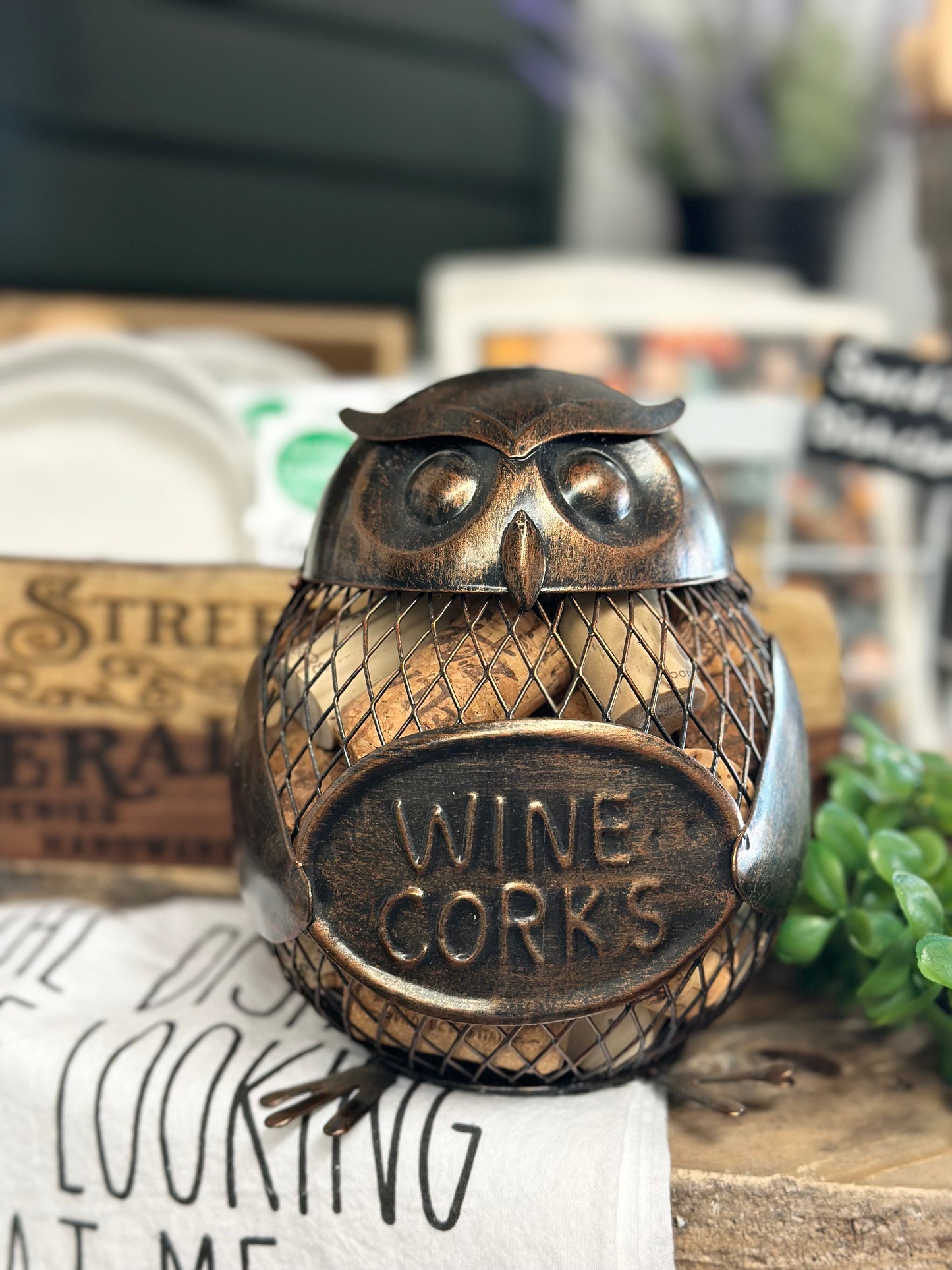 Metal Owl Wine Cork Holder