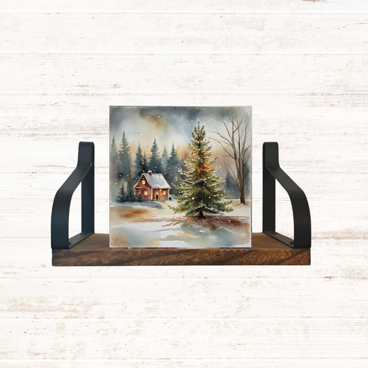 Red Christmas Cottage Block