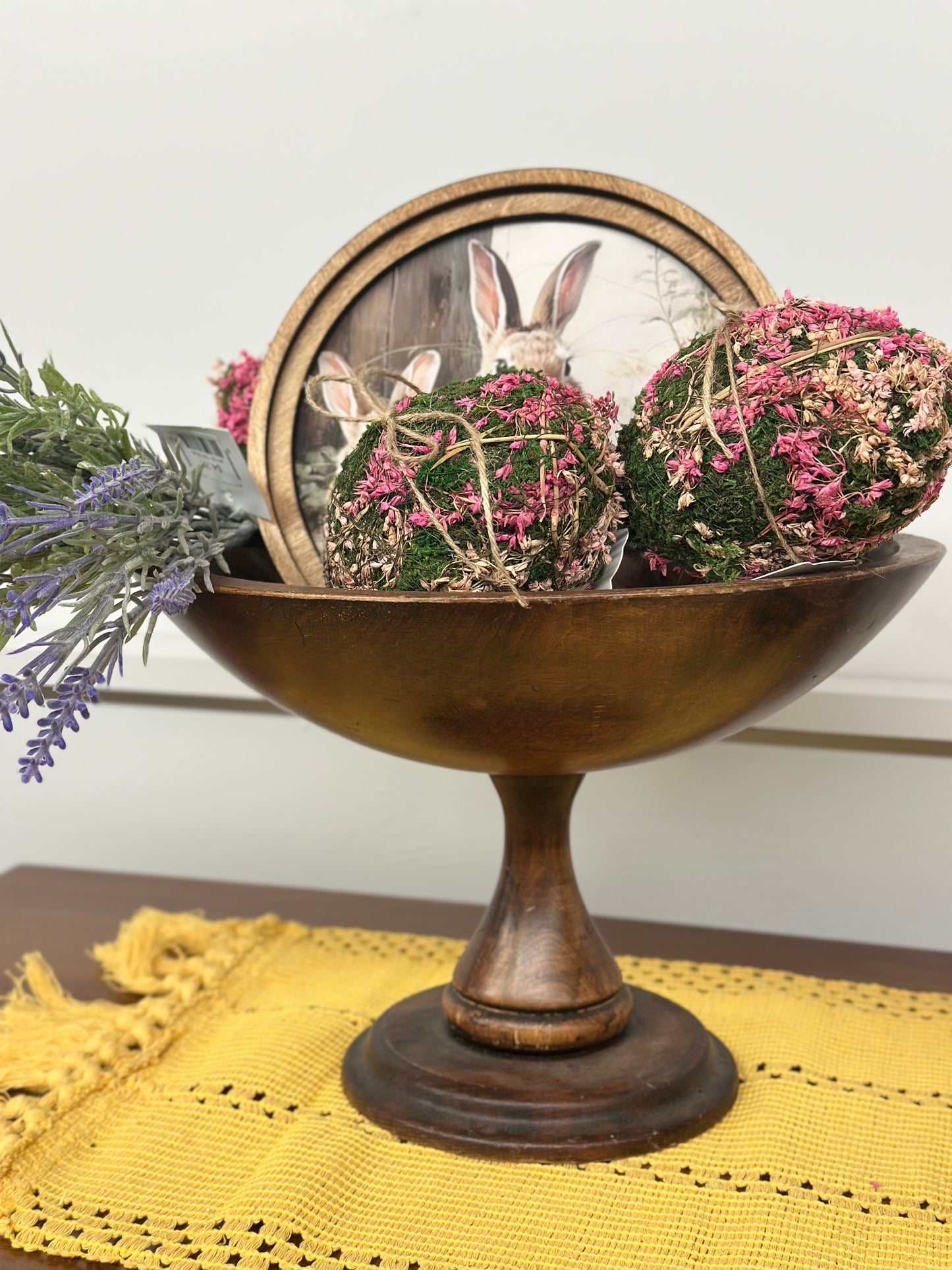 Vintage Wooden Pedestal Bowl