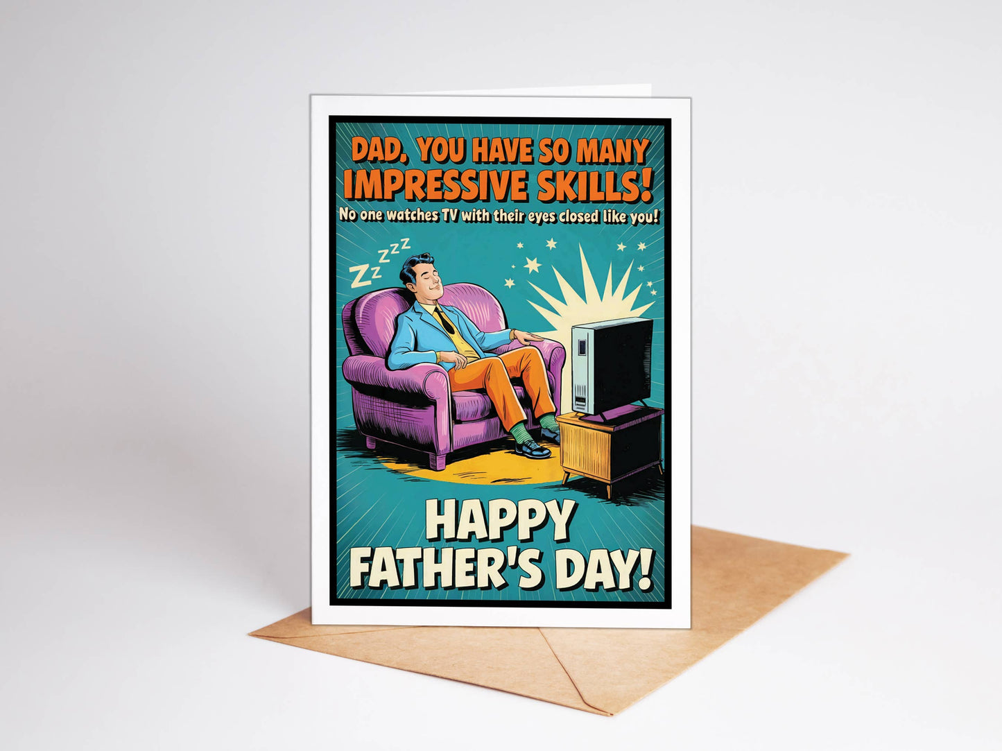 Father & TV-Funny Fathers Day Cards