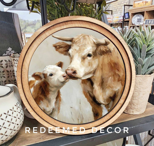 Cow & Calf Art- Round