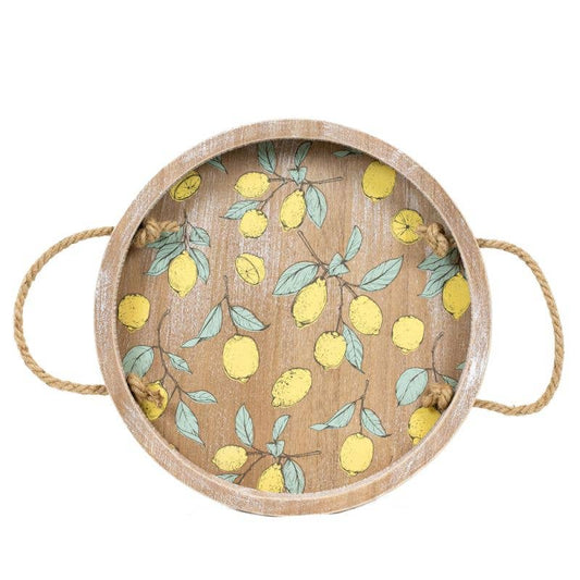 45187 - 12x12 round wood tray (LEMONS)  Americana