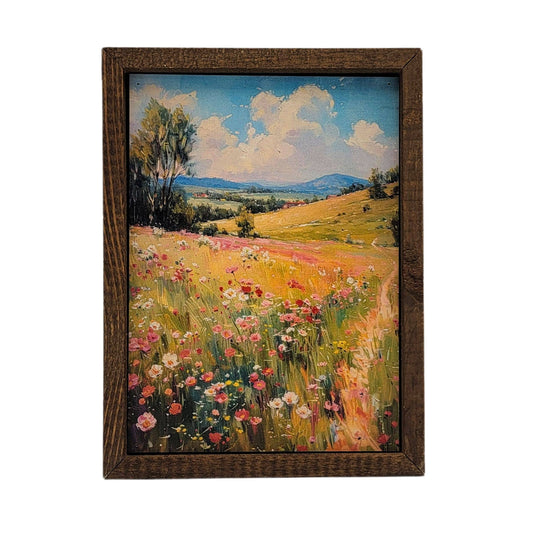 Hilly Meadow With Flowers Home Decor Wall Sign - Home Accent
