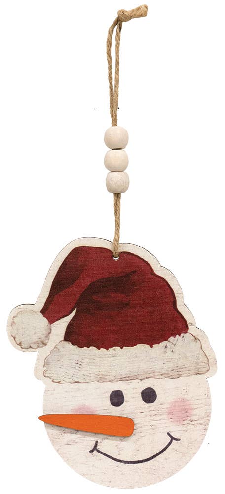 Weathered Wood Beaded Christmas Ornament, 3 Assorted