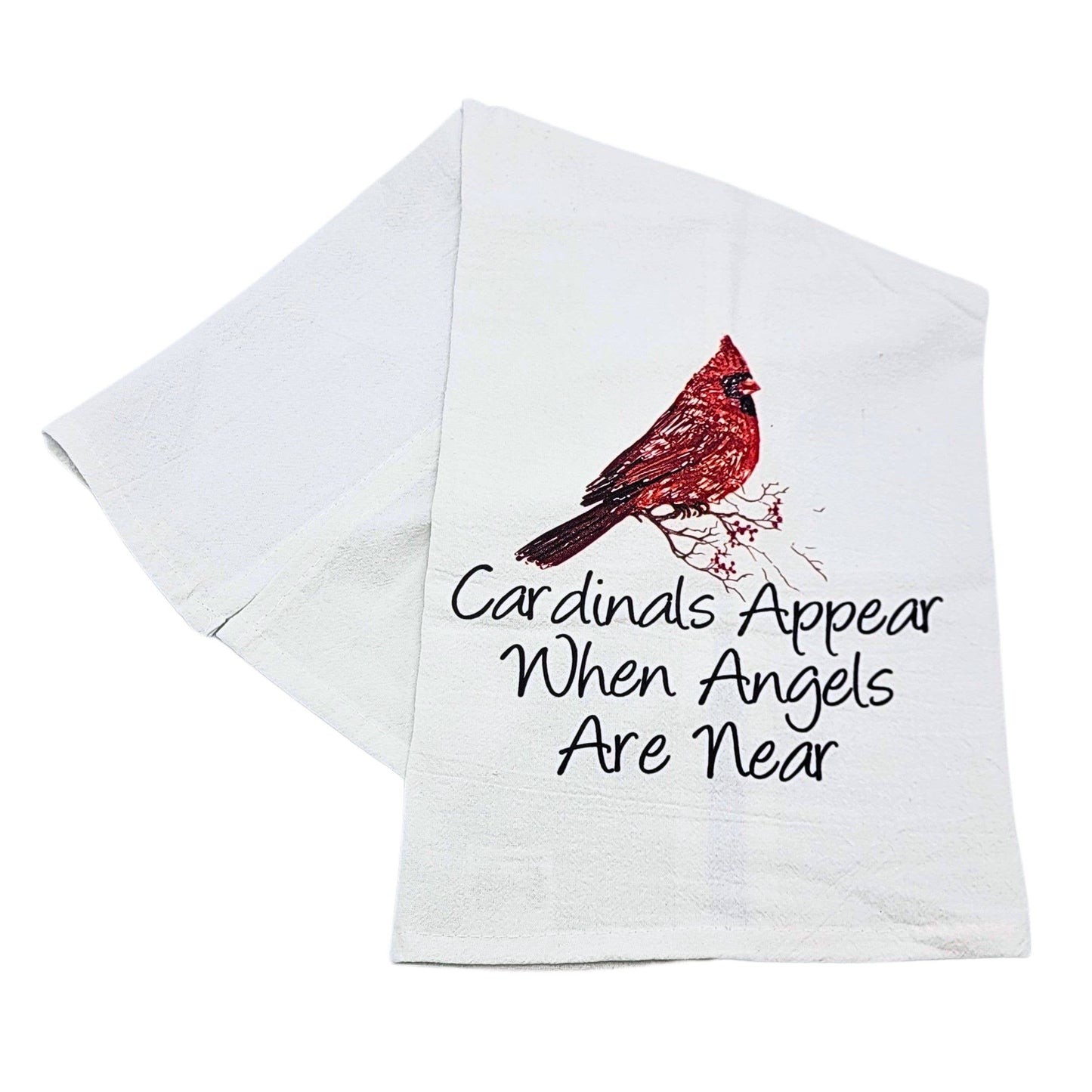 Cardinals Appear When Angels Christmas Kitchen Towels