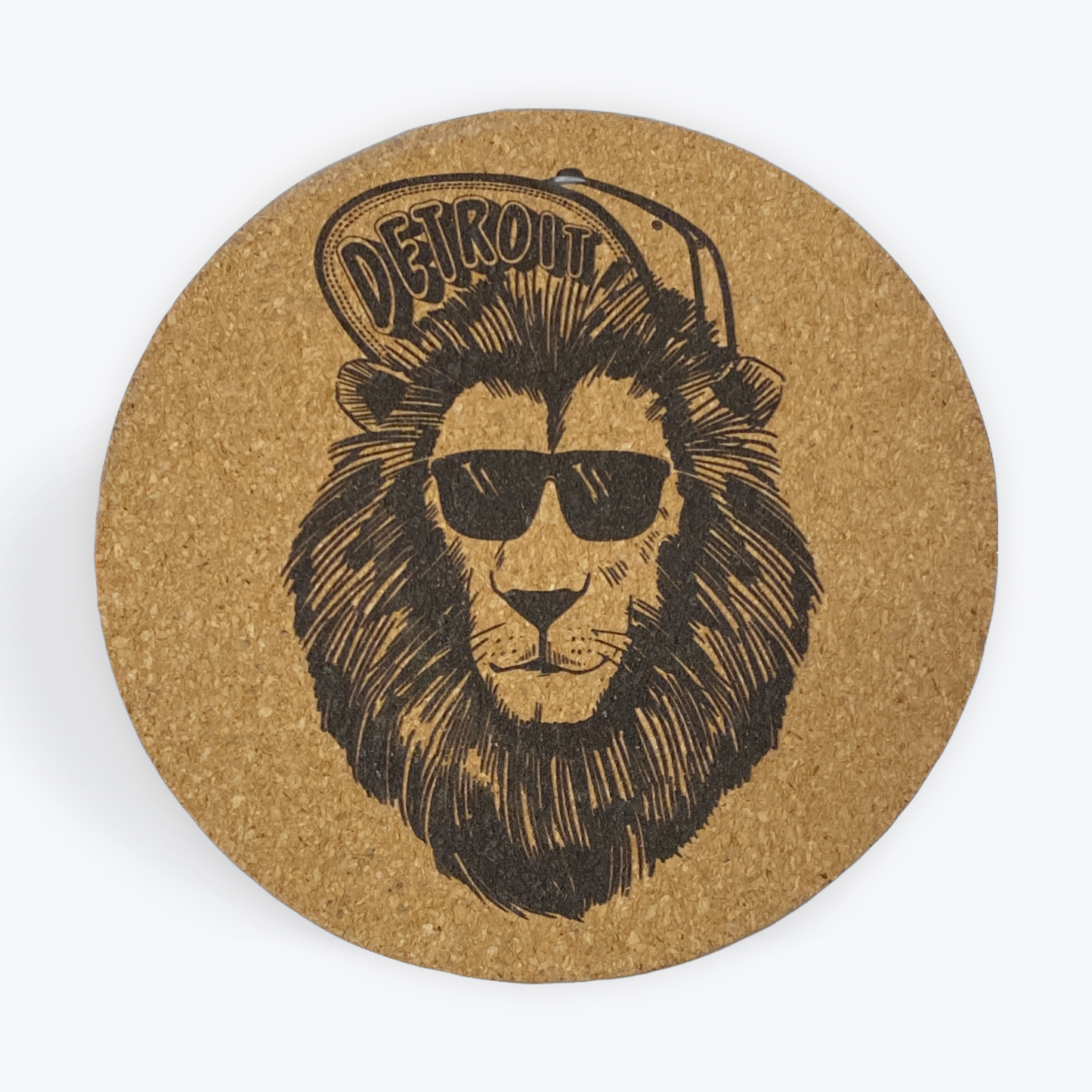 Cork Coaster- Lion with Detroit Hat