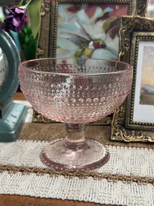 Vintage Pink Hobnail Dessert Bowl