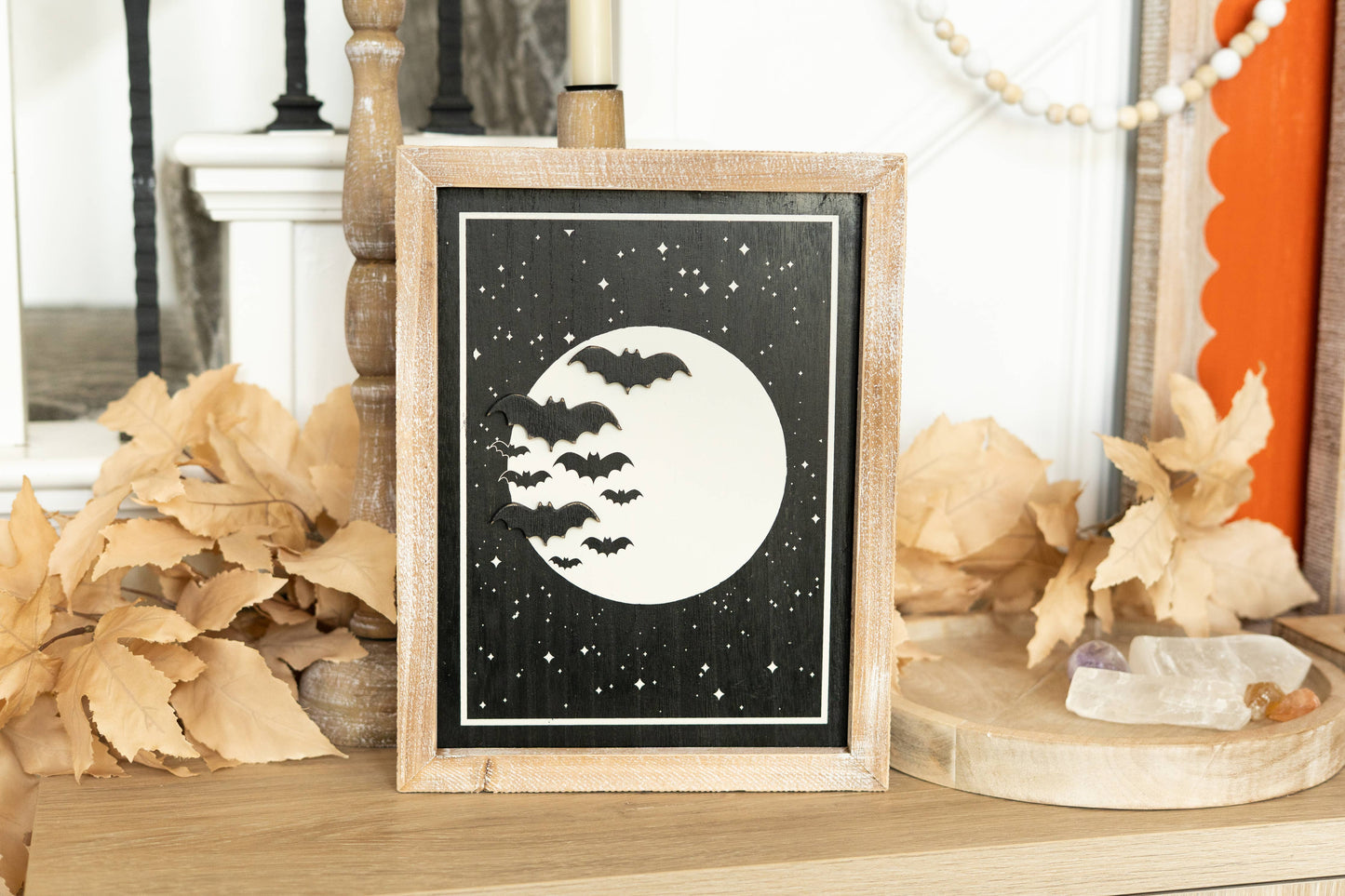 Moon Bats/Checker Pumpkin Reversible Sign