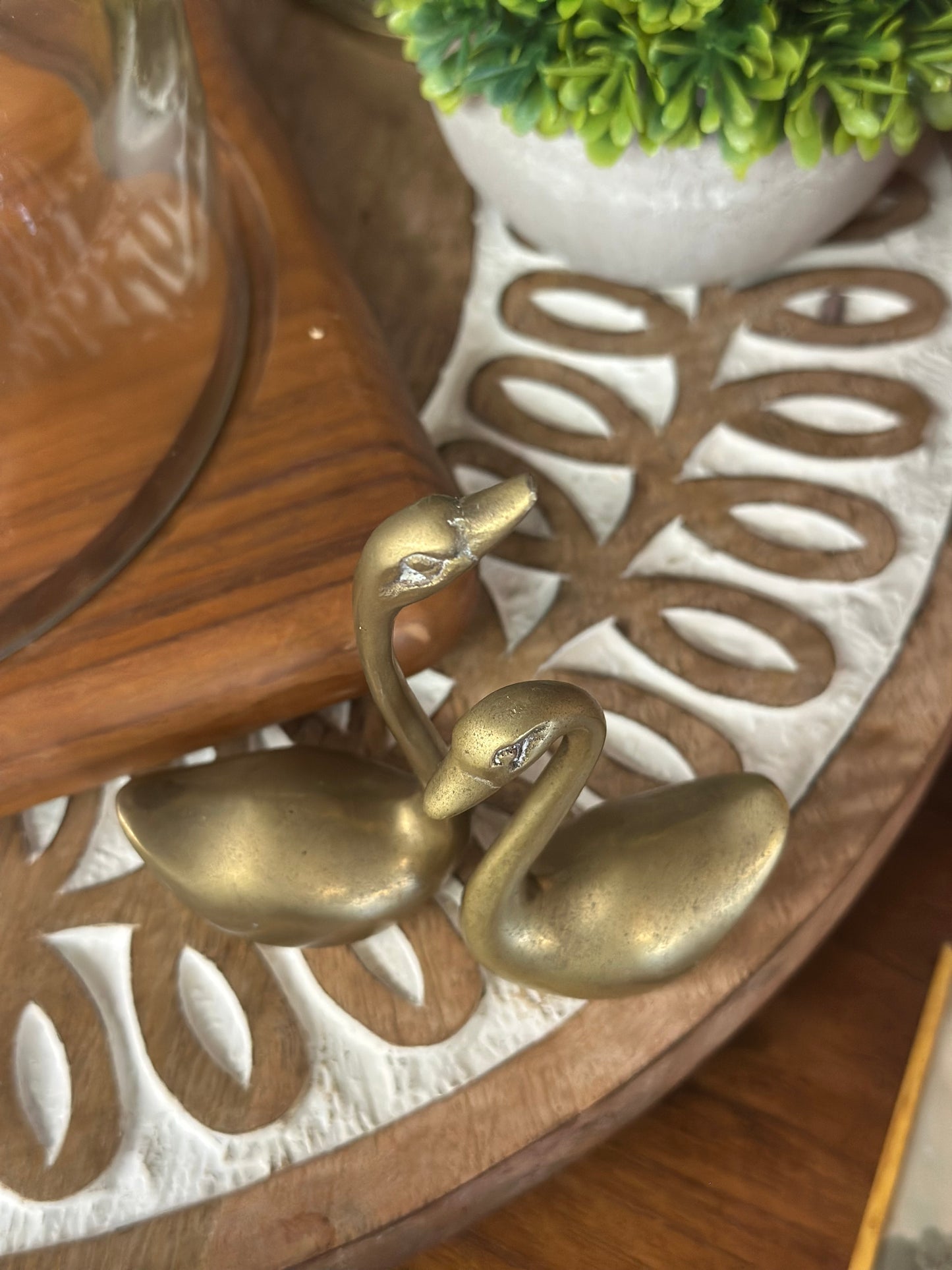 Vintage Brass MCM Swans, set