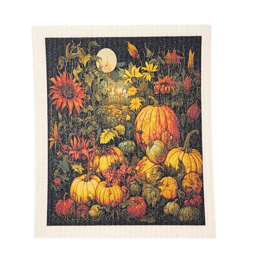 Full Moon Fall Harvest Swedish Dishcloth - Halloween Decor