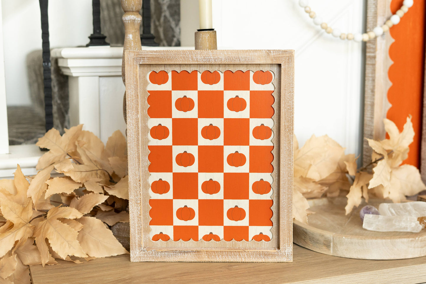 Moon Bats/Checker Pumpkin Reversible Sign