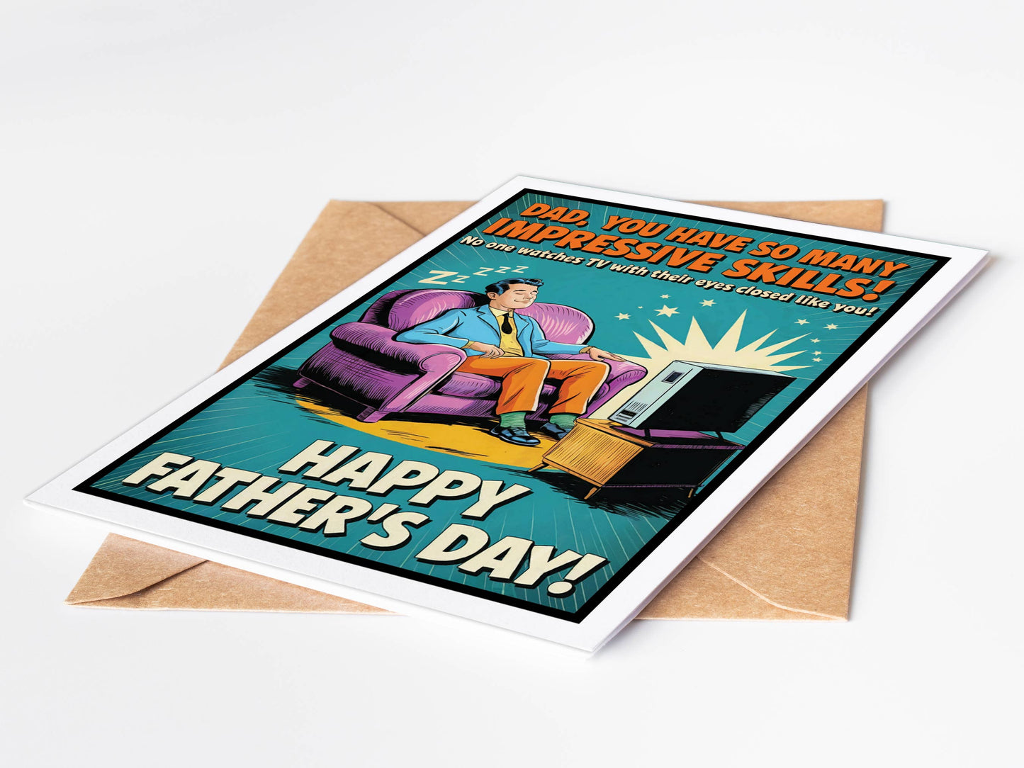 Father & TV-Funny Fathers Day Cards