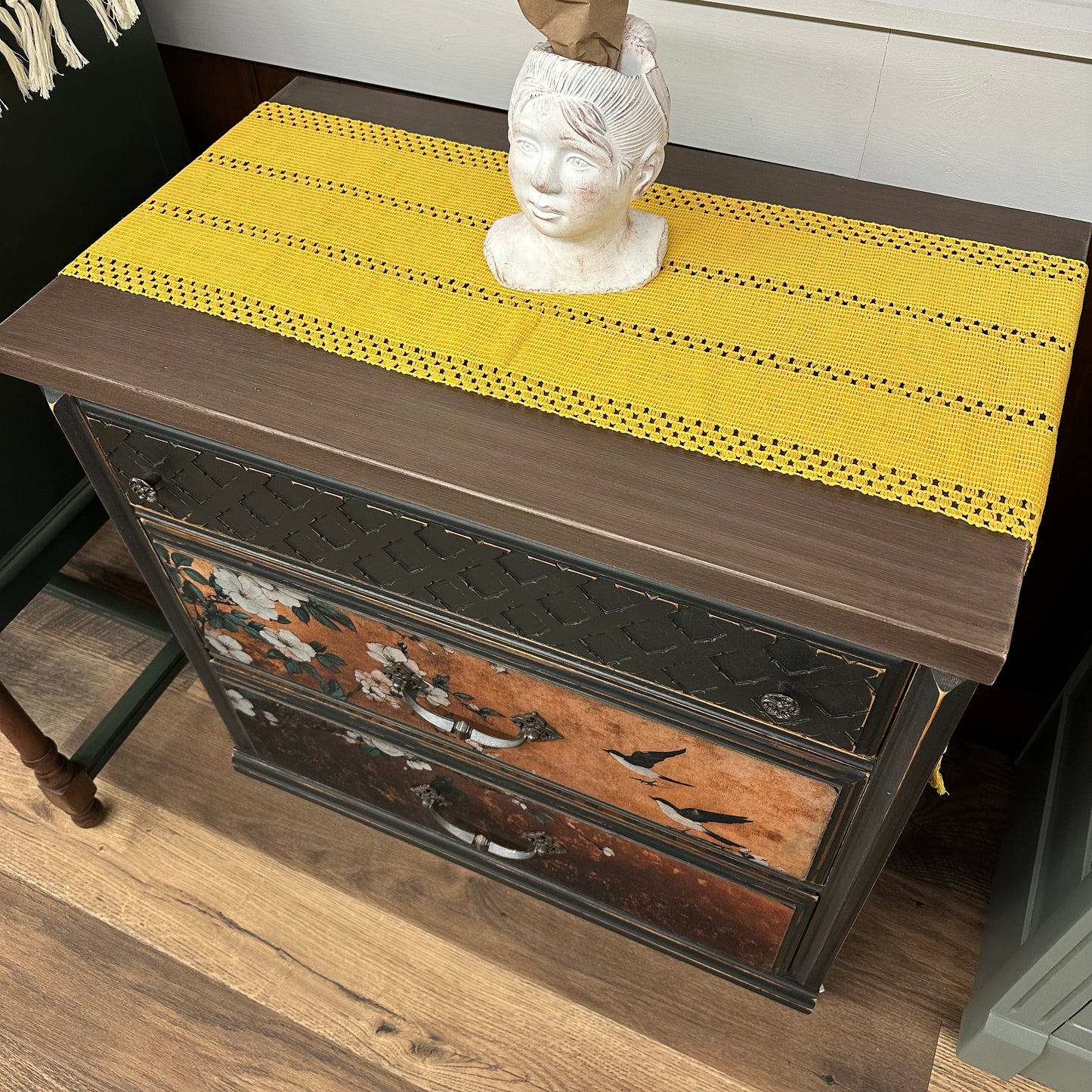 Floral Bird Black Dresser