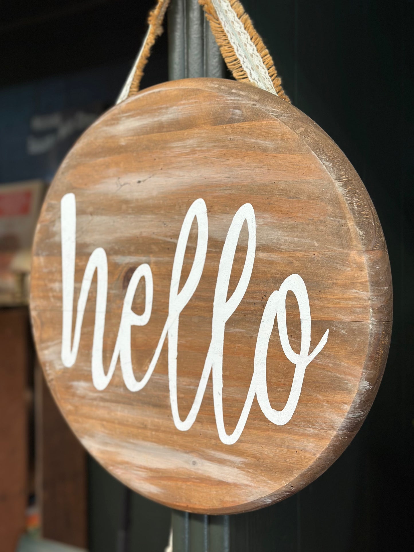Hello Wood Door Hanger