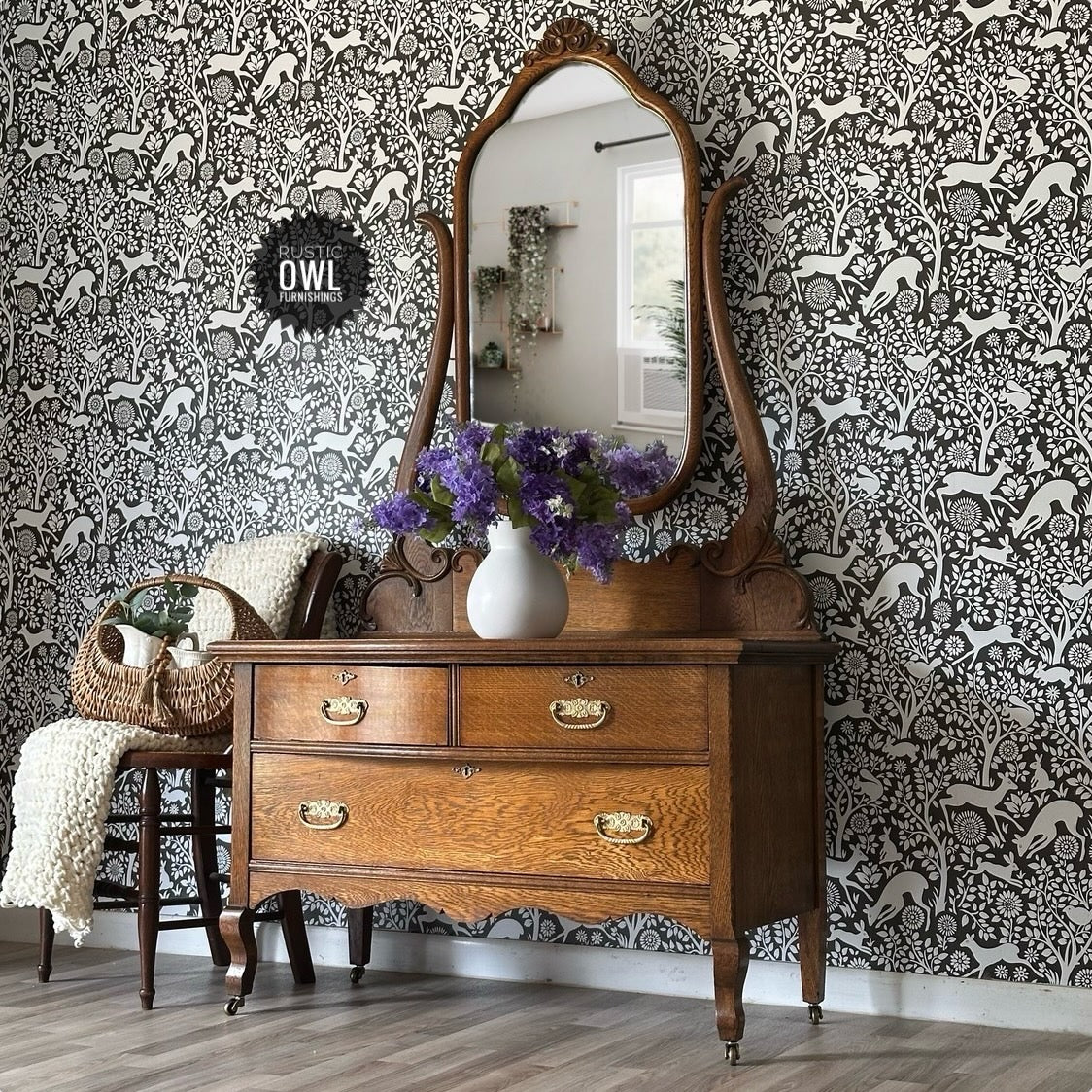 Oak Serpentine Dressing Table