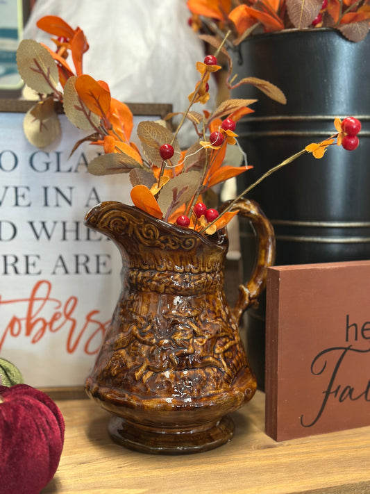 Rockingham-glazed ceramic Pitcher