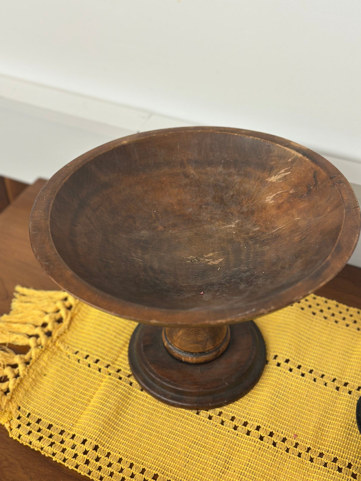 Vintage Wooden Pedestal Bowl