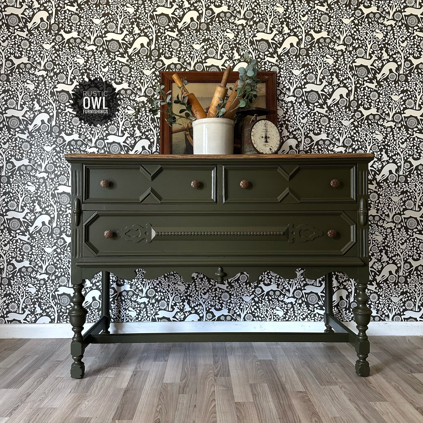 Olive Green Oak Buffet