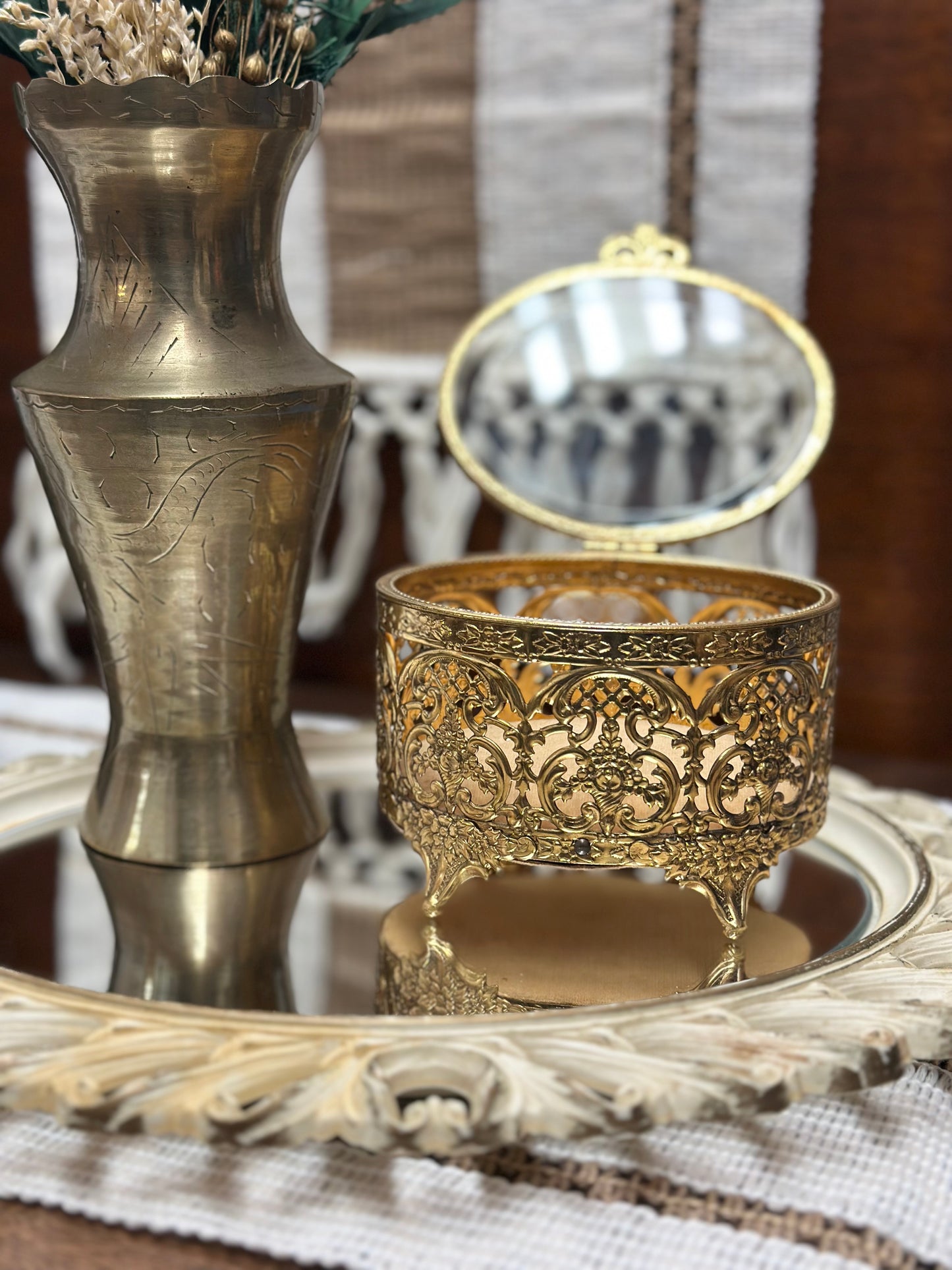 Ormolu Gilt Filigree Box