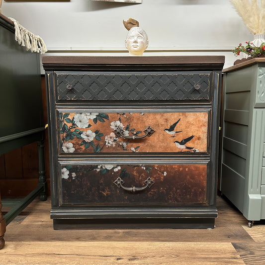 Floral Bird Black Dresser