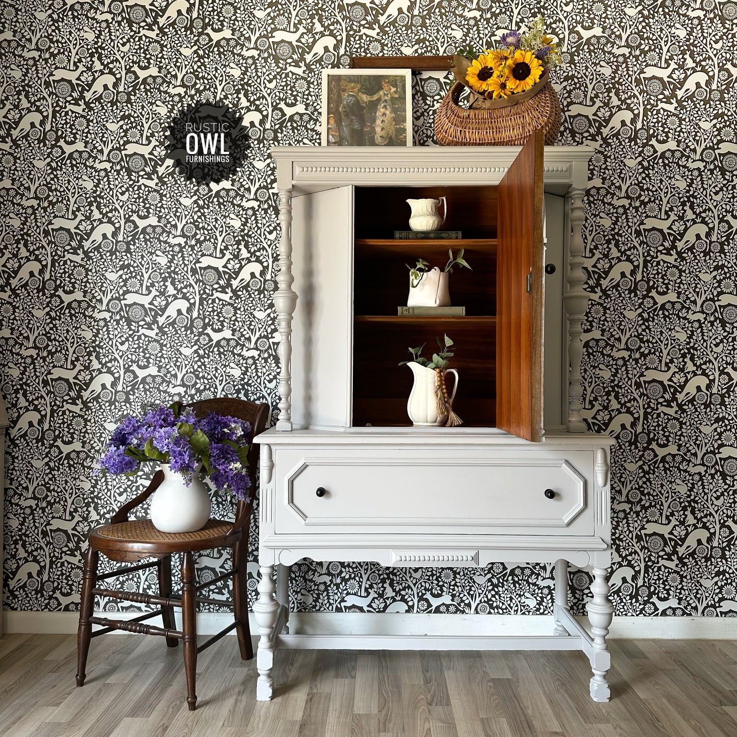 Jacobean-Style Hutch Cabinet