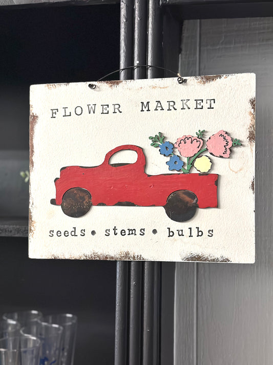 Metal Flower Market Sign