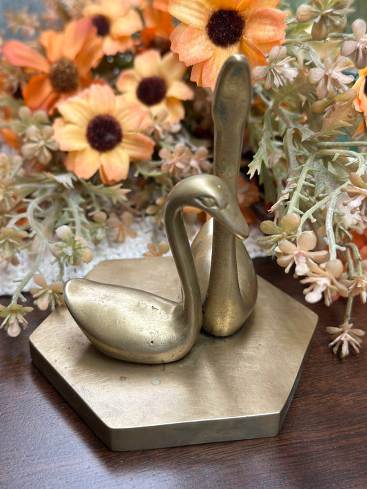 Vintage Brass Swans