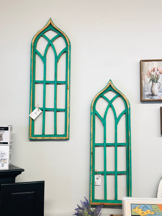 36" Turquoise Sanremo Wood Window