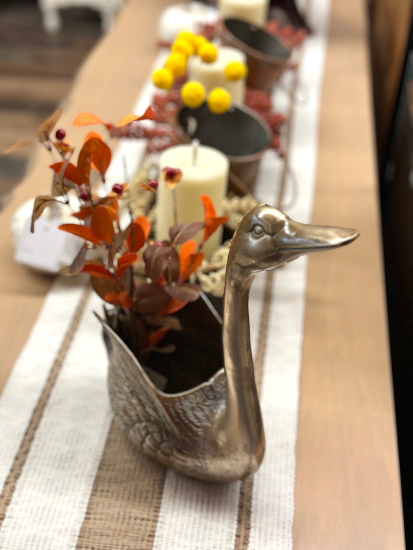 Vintage Brass Swan Planter/Cachepot